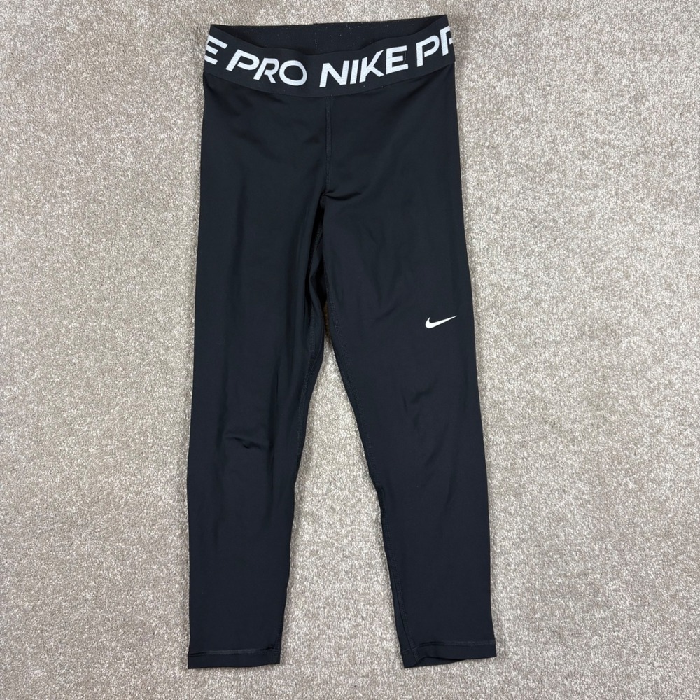 Nike Pro Dri-FIT Black Mesh Panel Athletic Leggings Womens Small Training Tights